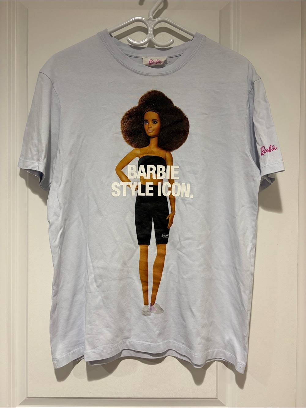 Barbie Light Blue Graphic Tee with Afro Doll Artwork